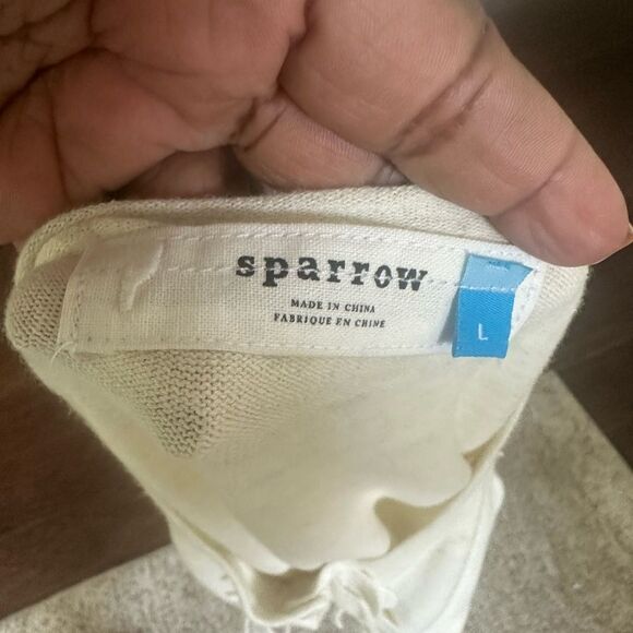 Anthropologie Sparrow Ivory Scalloped Layered Cashmere Cardigan Sweater L - Picture 5 of 6